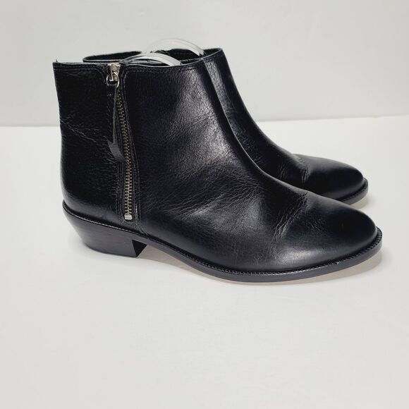 J. Crew Black Frankie Pebbled Leather Ankle Boots size 8 1/2 - Picture 15 of 15